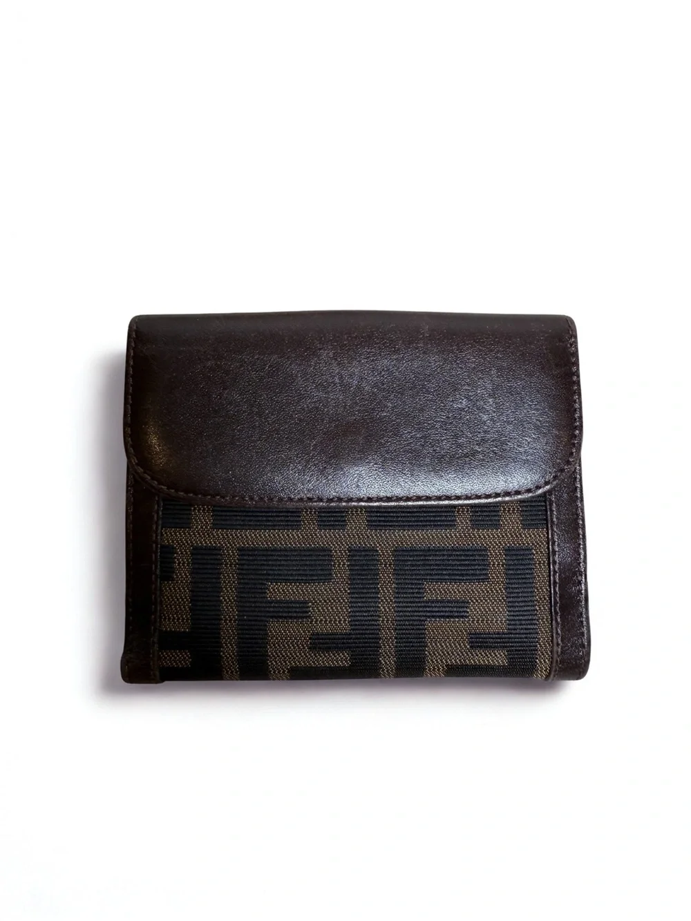 Fendi Brown and Black Logo Continental Wallet